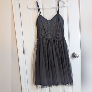 Lace corset tulle Spaghetti adjustable strap v neck stretchy dress